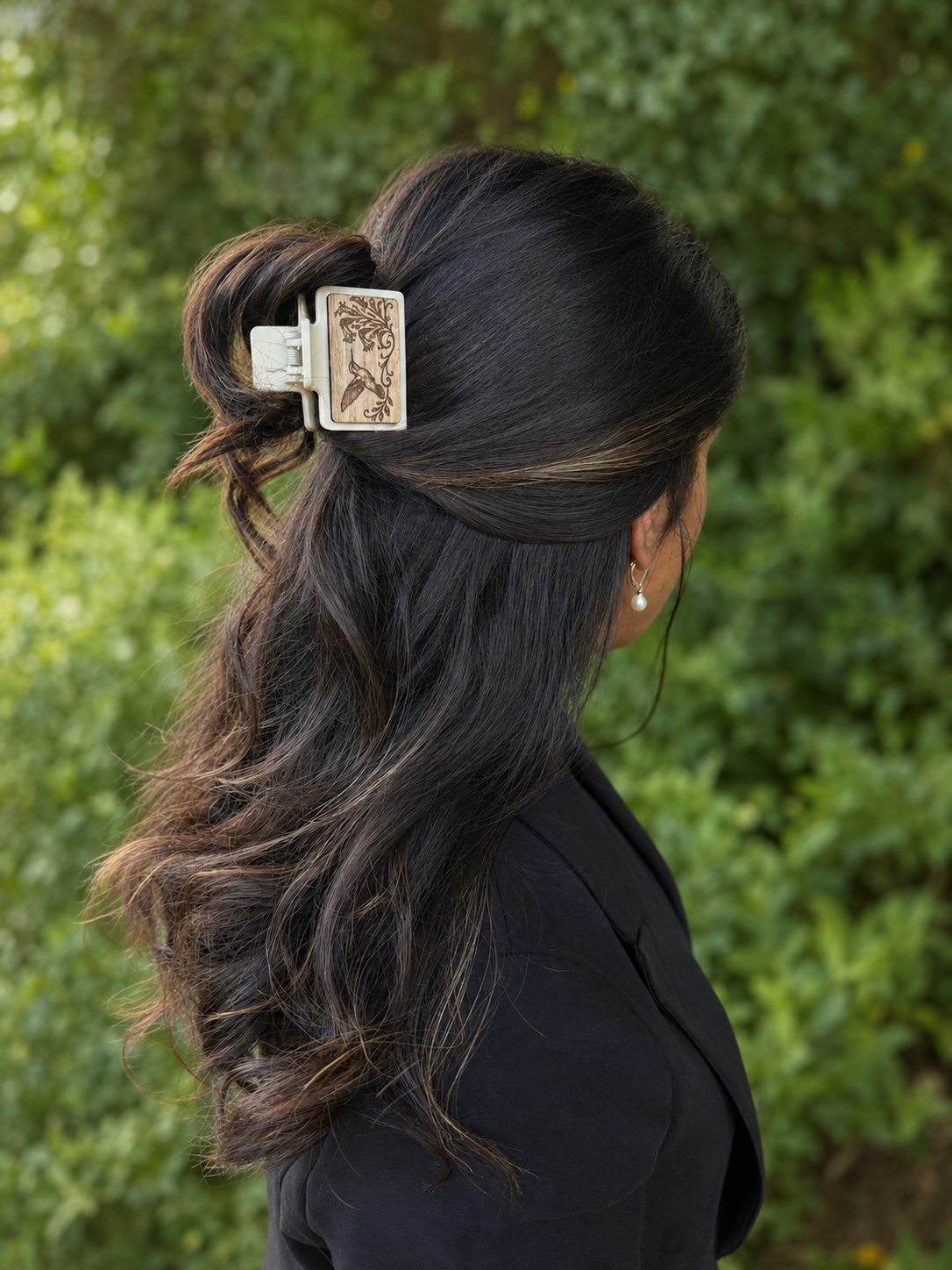 Hummingbird Wood Hair Clip