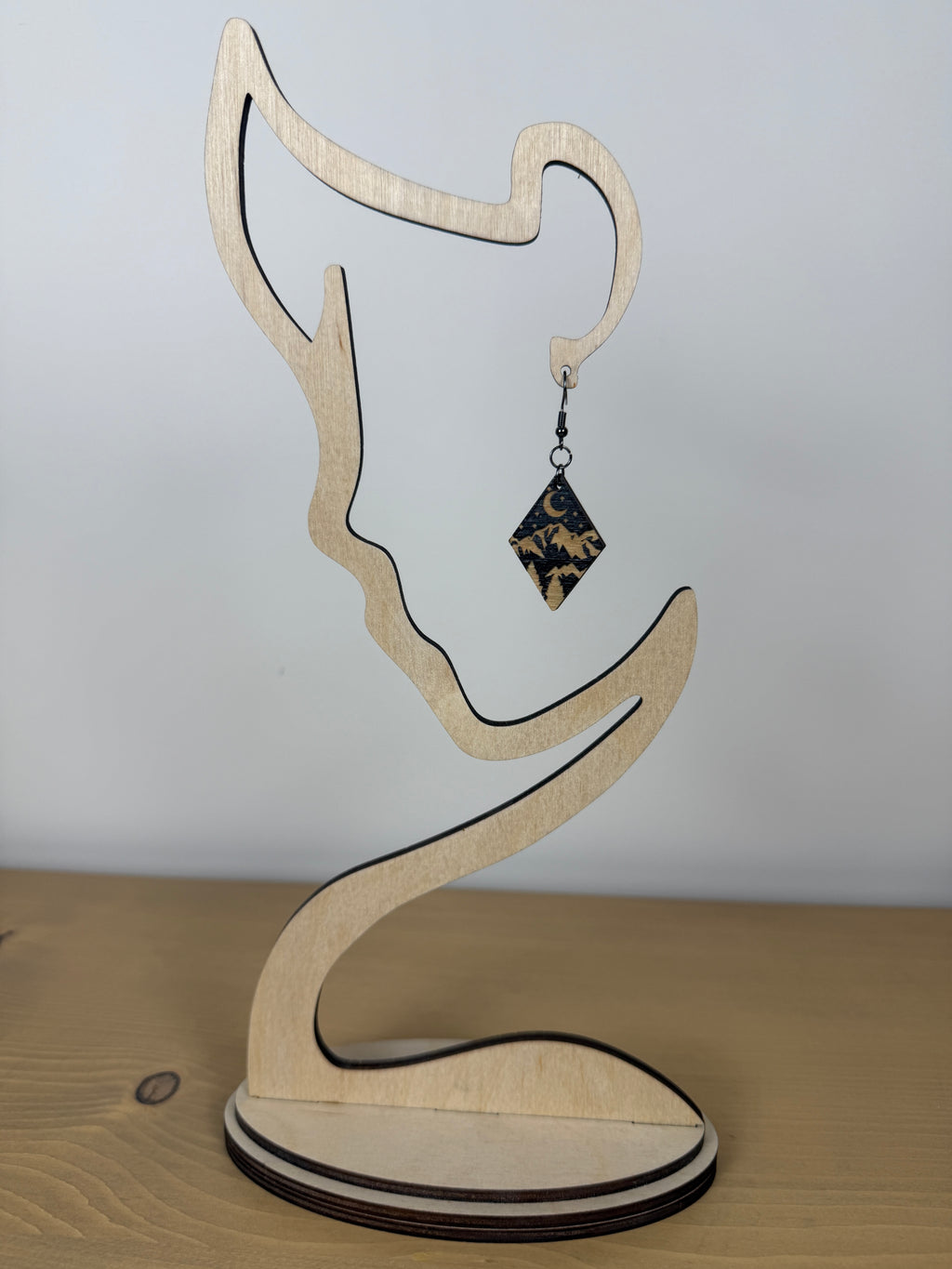 Midnight Mountain Wood Earrings