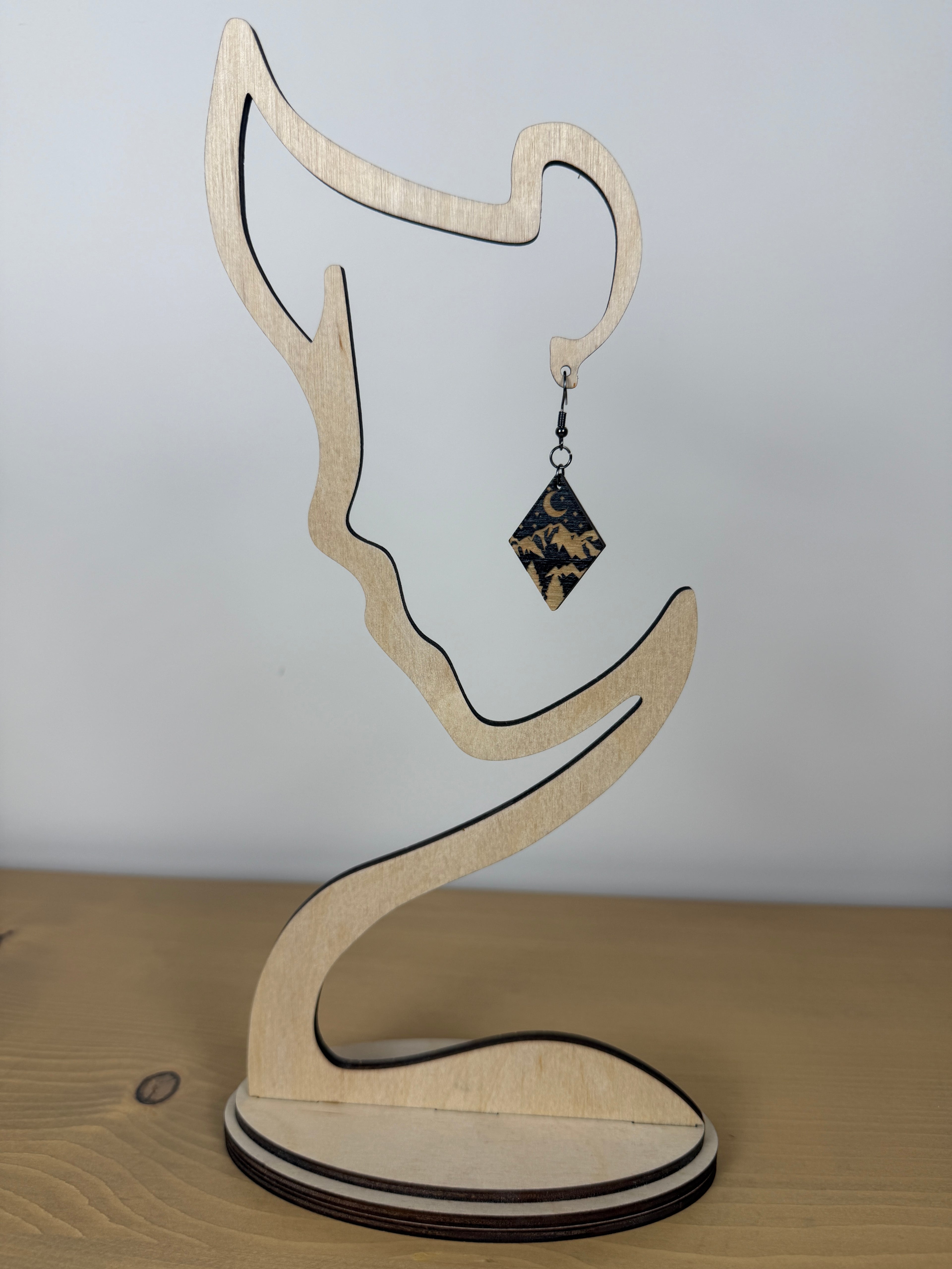 Midnight Mountain Wood Earrings