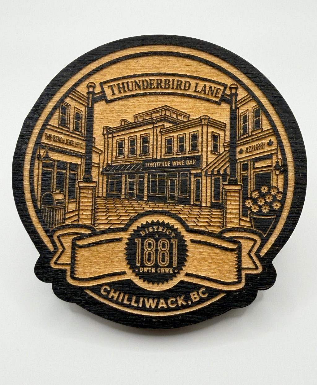 District 1881 Keepsake Magnet - Chilliwack, BC

(Variants: Sasquatch Alley, Woolly Dog Alley, Thunderbird Lane)