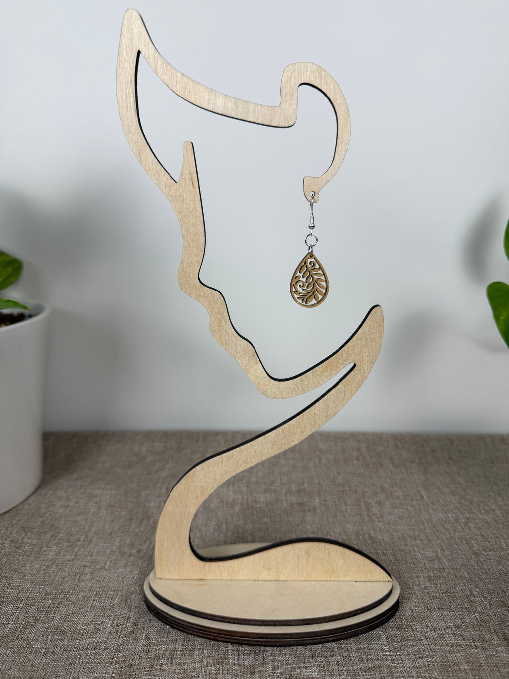 Botanical Wood Earrings: Petal | Light, Dark & Green Stain | Gold or Silver Hardware