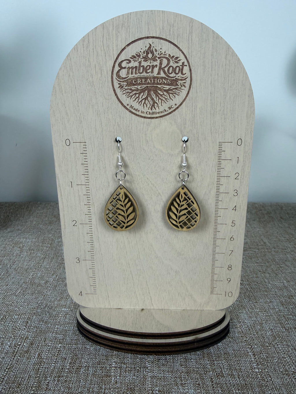 Botanical Wood Earrings: Fern | Light, Dark & Green Stain | Gold or Silver Hardware