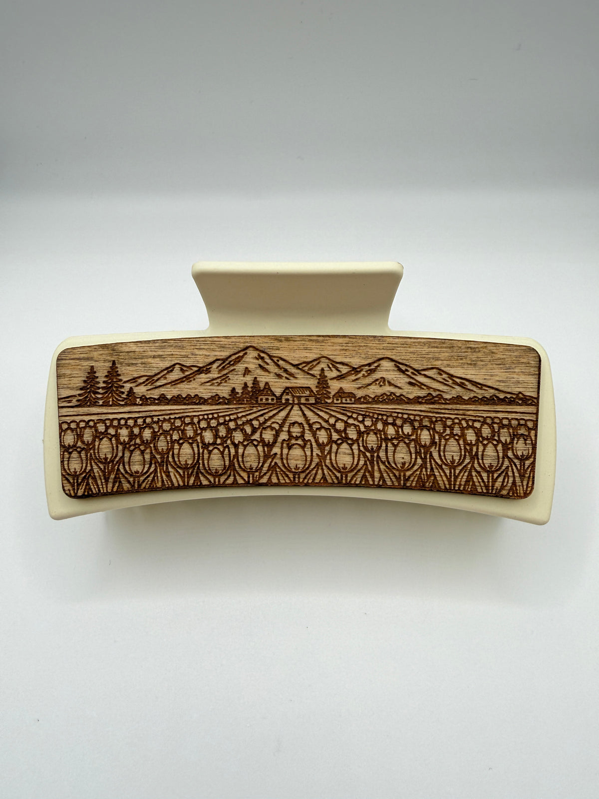 Tulip Fields Wood Hair Clip