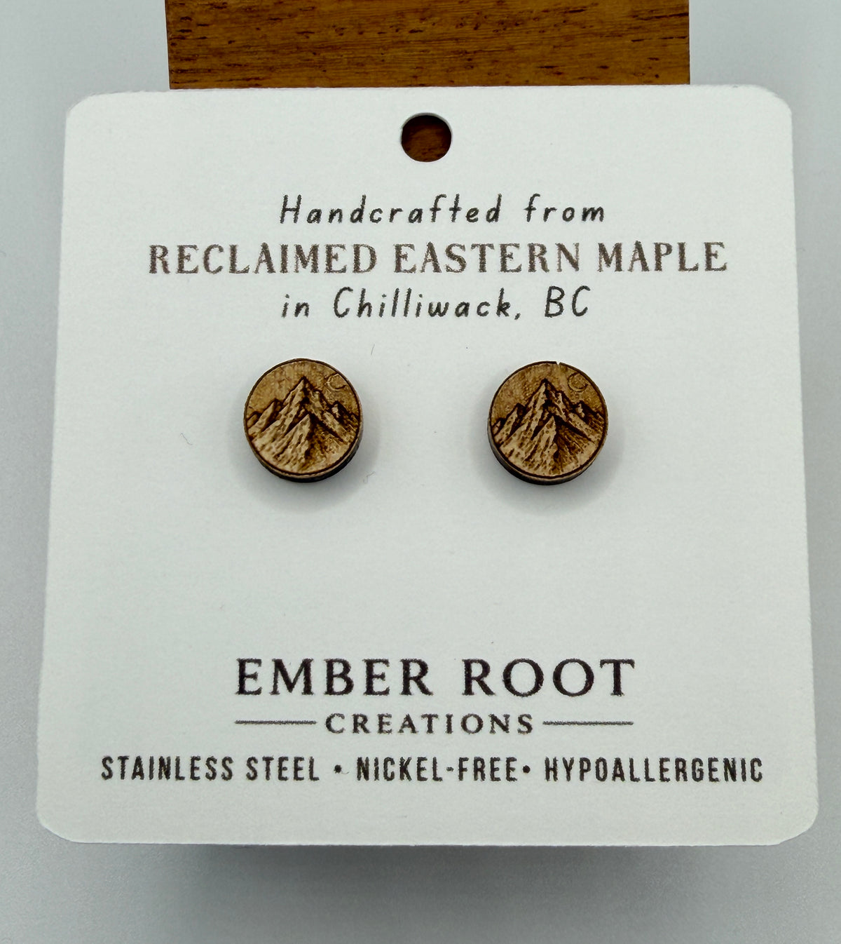 Mountain Stud Earrings - Reclaimed Eastern Maple