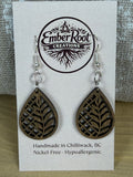 Botanical Wood Earrings: Fern | Light, Dark & Green Stain | Gold or Silver Hardware