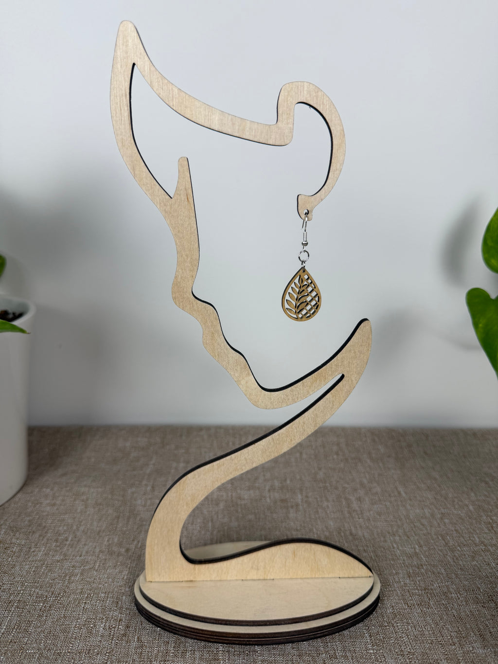 Botanical Wood Earrings: Fern | Light, Dark & Green Stain | Gold or Silver Hardware