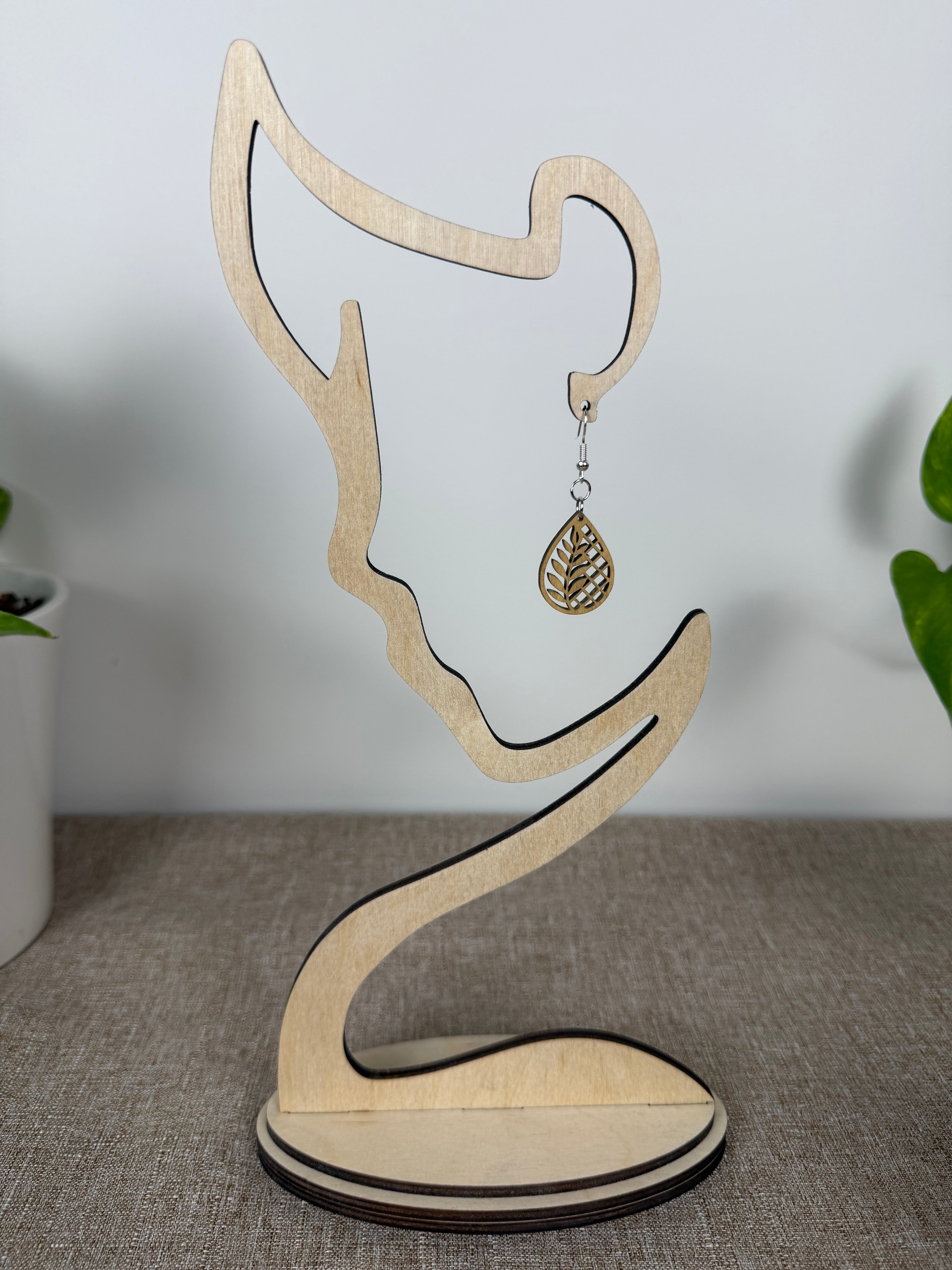 Botanical Wood Earrings: Fern | Light, Dark & Green Stain | Gold or Silver Hardware