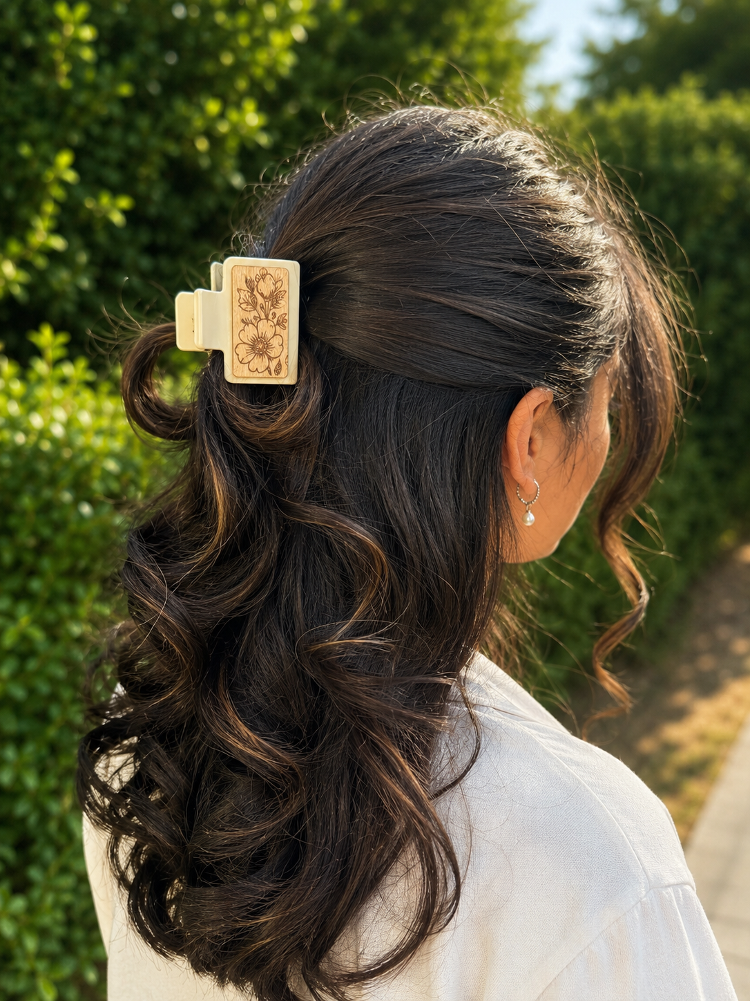 Wild Rose Wood Hair Clip