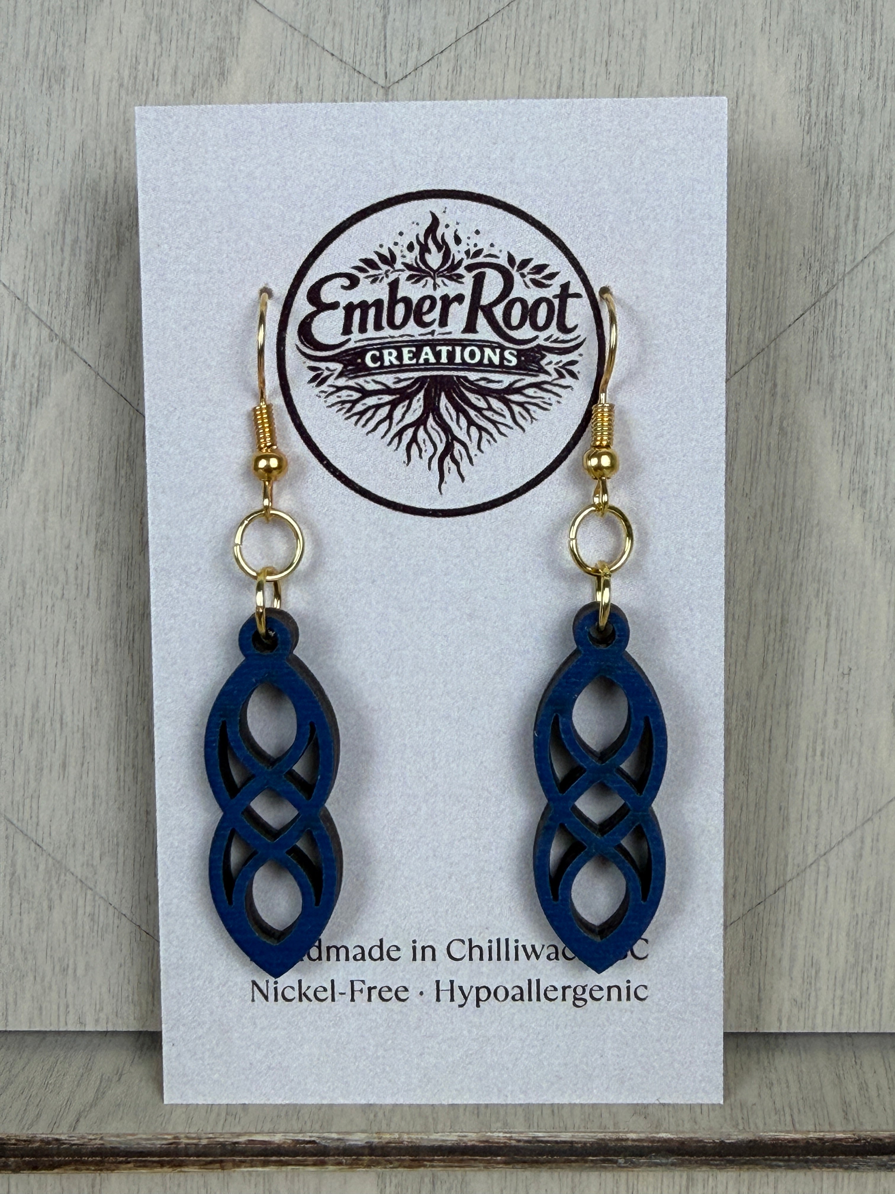 Wood Link Dangle Earrings