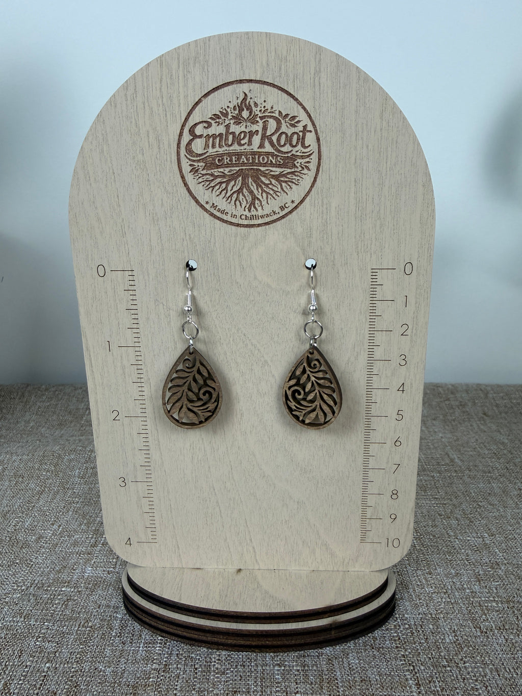 Botanical Wood Earrings: Petal | Light, Dark & Green Stain | Gold or Silver Hardware