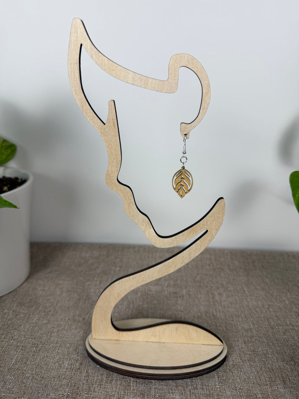 Botanical Wood Earrings: Olive | Light, Dark & Green Stain | Gold or Silver Hardware