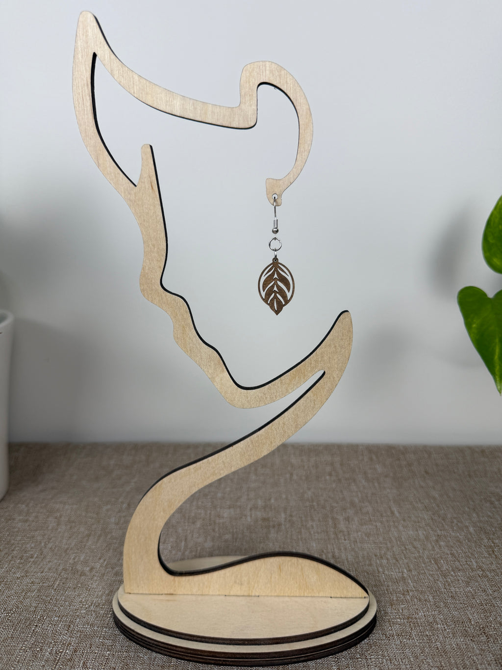 Botanical Wood Earrings: Olive | Light, Dark & Green Stain | Gold or Silver Hardware