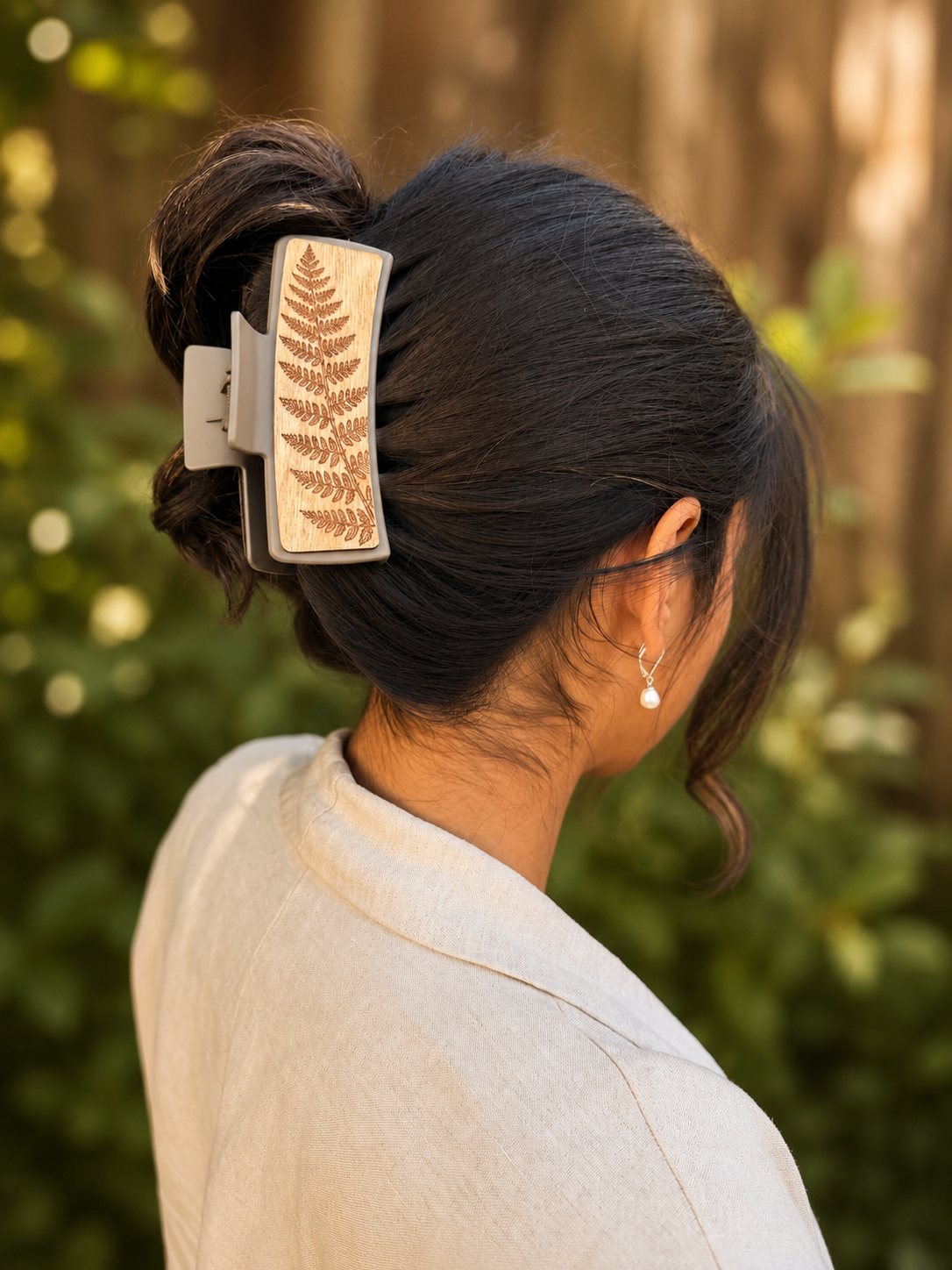 Fern Wood Hair Clip