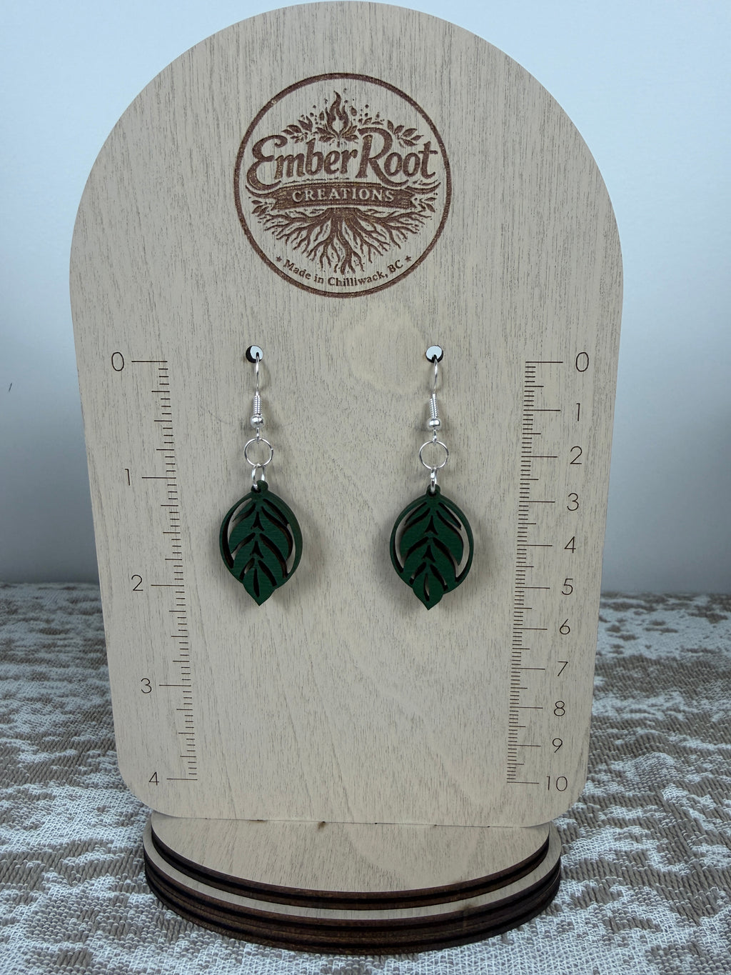 Botanical Wood Earrings: Olive | Light, Dark & Green Stain | Gold or Silver Hardware