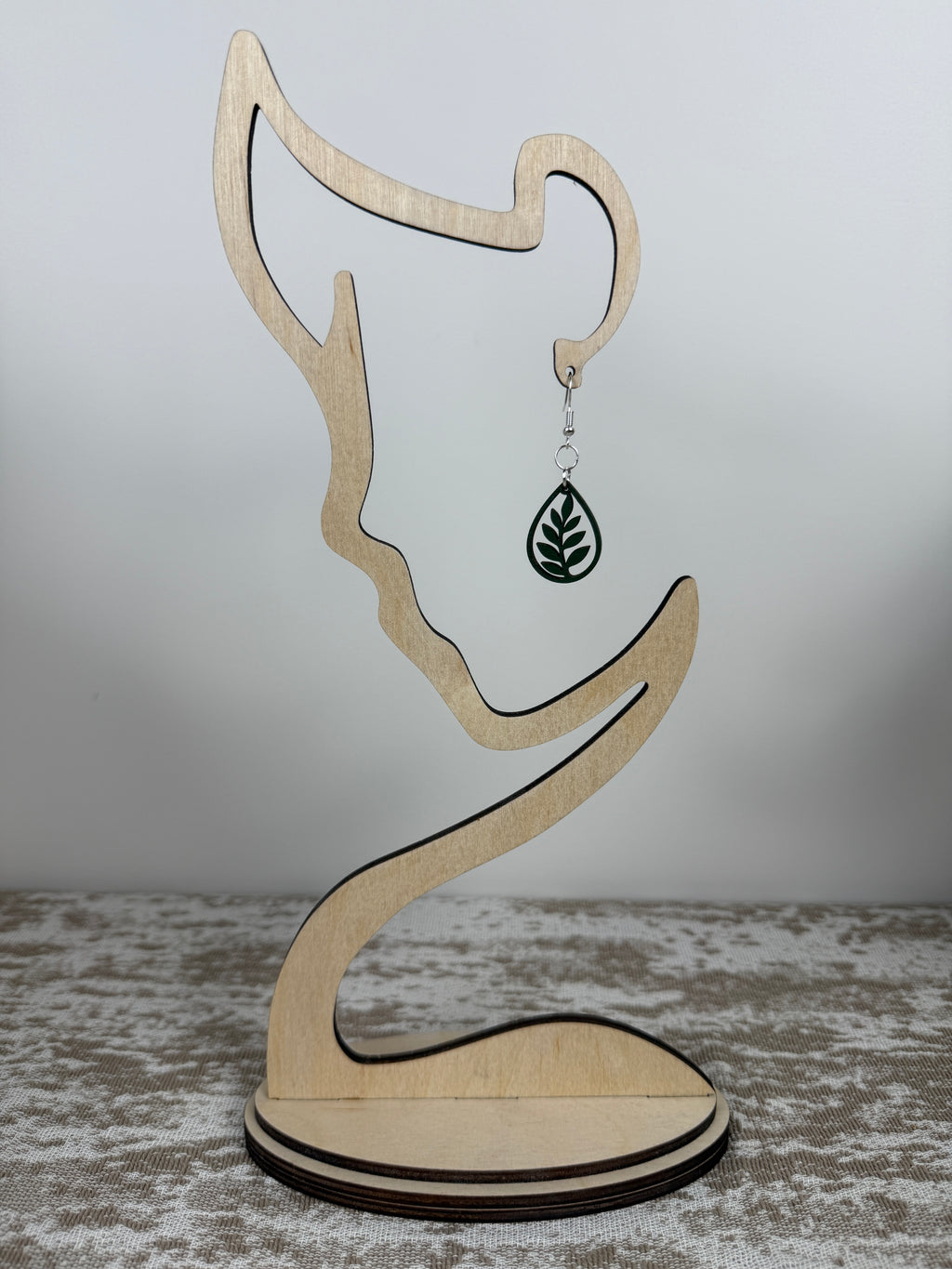 Botanical Wood Earrings: Willow | Light, Dark & Green Stain | Gold or Silver Hardware